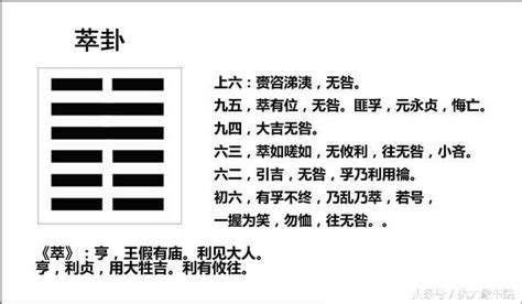 澤地卦|八卦萃卦（泽地萃）卦六爻解释，萃卦变卦卦象详解